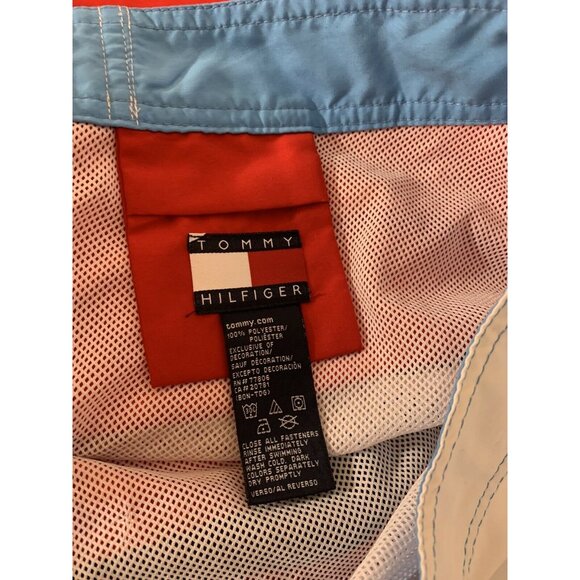 Tommy Hilfiger Flag Color Block Board Surf Swim Trunks Shorts Men’s Sz XXL Red - Picture 2 of 6